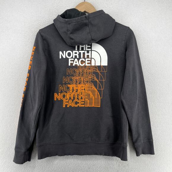 THE NORTH FACE Hoodie Youth XL Camp Fleece NEVER STOP EXPLORING Sweatshirt Gray - Picture 1 of 13